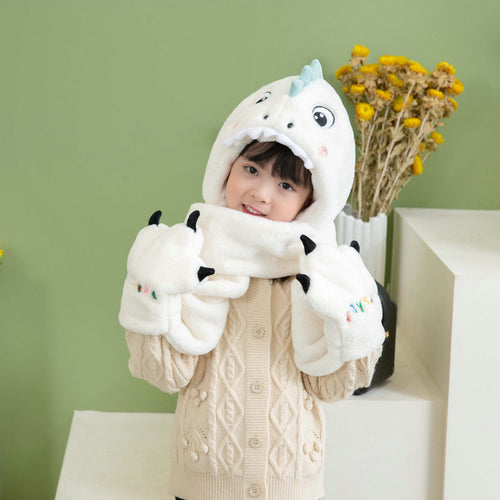 Warm Dinosaur Hat and Scarf Set