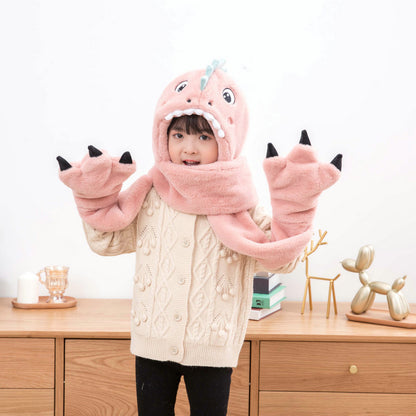 Warm Dinosaur Hat and Scarf Set